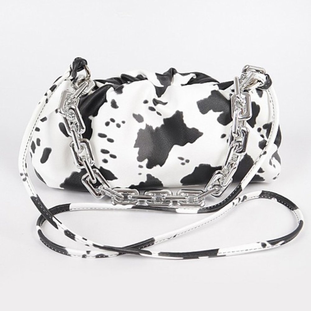 Super cute Faux Leather Cow Print Clutch